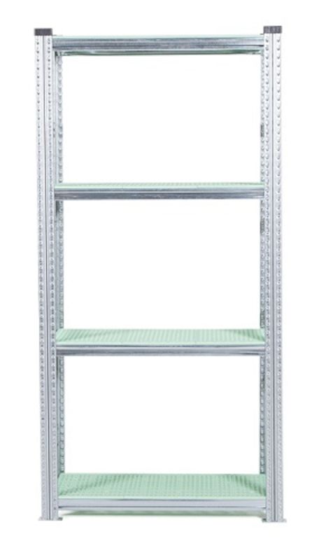 Teräshylly Flex, vihreät rei'itetyt muoviset hyllytasot, sopii pakastinympäristöön