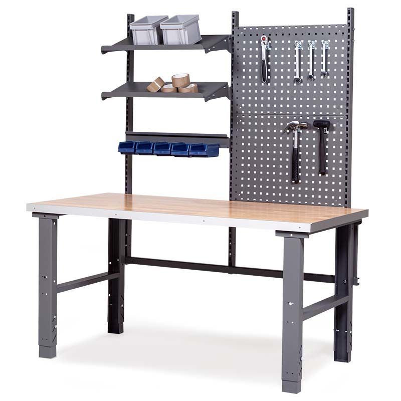 Paketti: Työpöytä teollisuuteen Tor, harmaa, HPL-laminaatti 40 mm