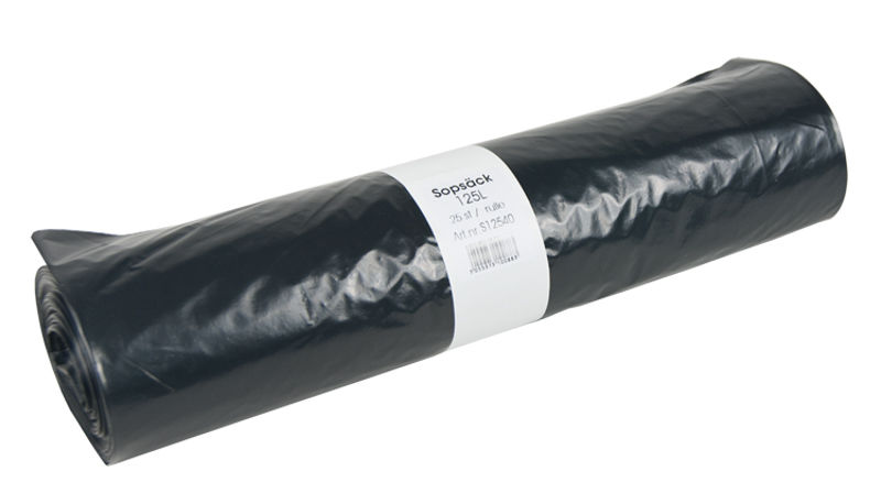 Jätesäkki, 60-160 L, musta